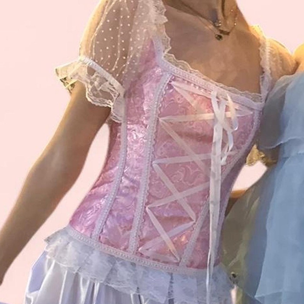 Elegant Pink Lace Corset Top